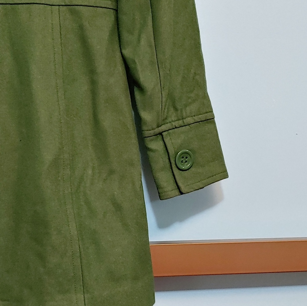 Tulle 100% Wool Green Button Up Coat - Picture 4 of 7